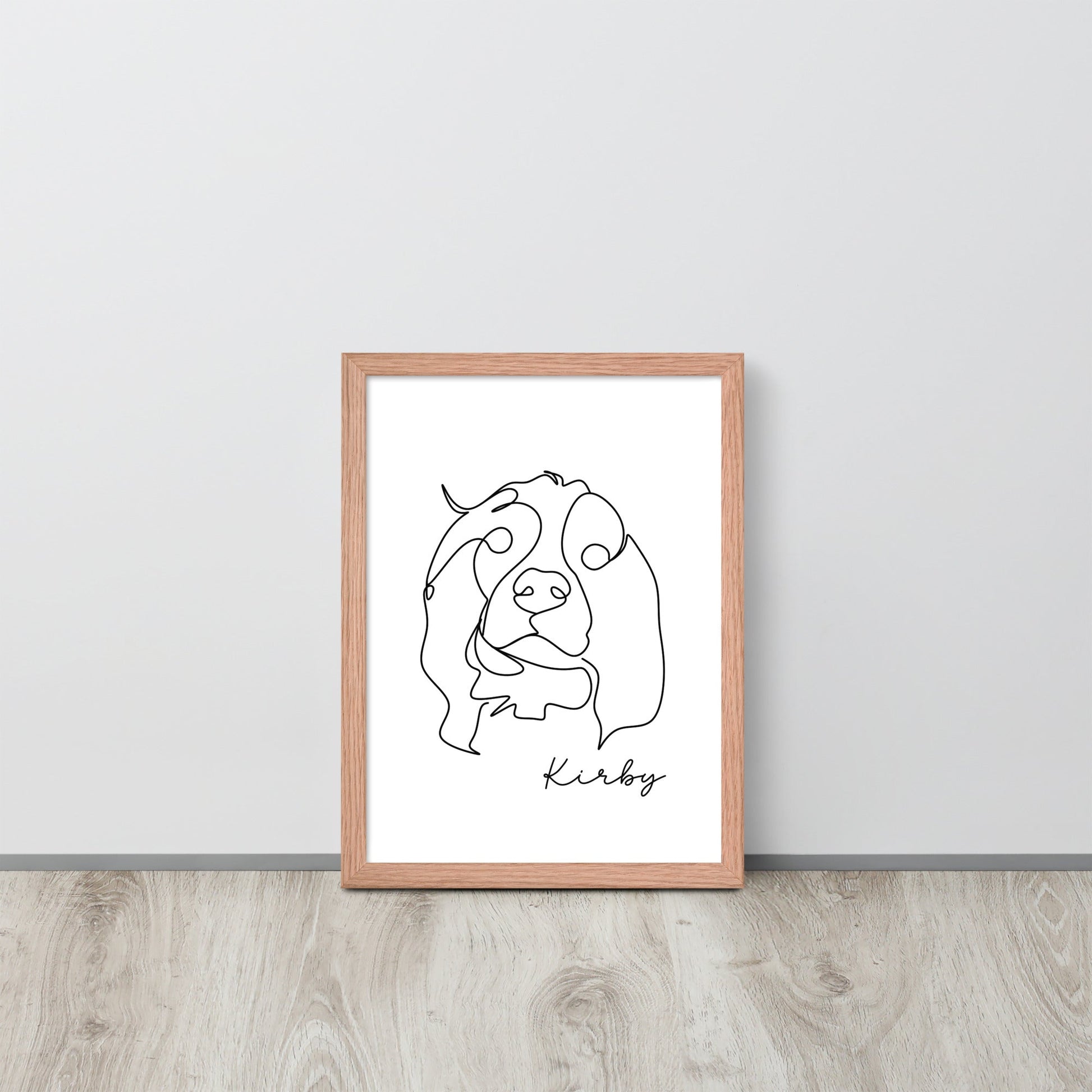 Continuous Line Art Pet Portrait - Luna & CoRed Oak12″×16″
