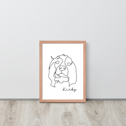 Continuous Line Art Pet Portrait - Luna & CoRed Oak12″×16″