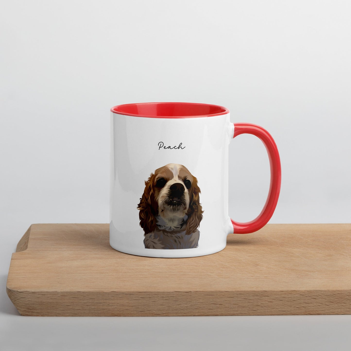 Custom Pet Color Mug - Pet Photo + Name - Luna & CoRed11 oz