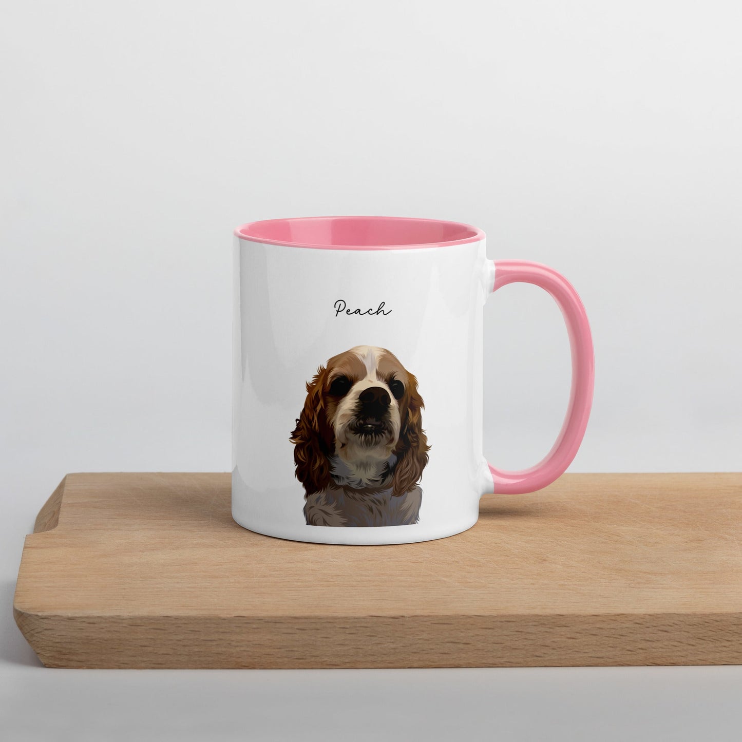 Custom Pet Color Mug - Pet Photo + Name - Luna & CoPink11 oz