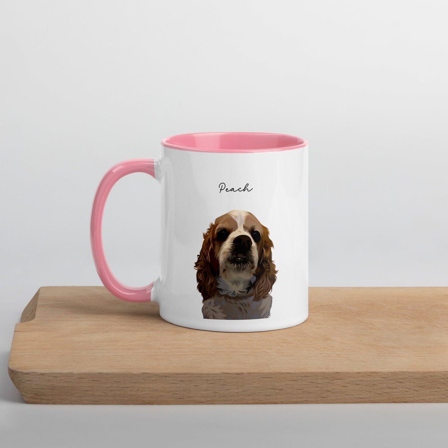 Custom Pet Color Mug - Pet Photo + Name - Luna & CoPink11 oz