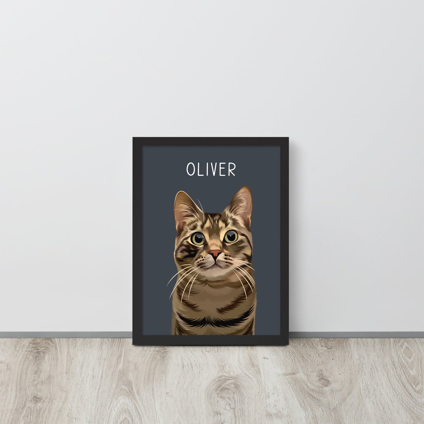 Custom Pet Portrait - Pet Photo + Name - Luna & CoBlack18″×24″Modern