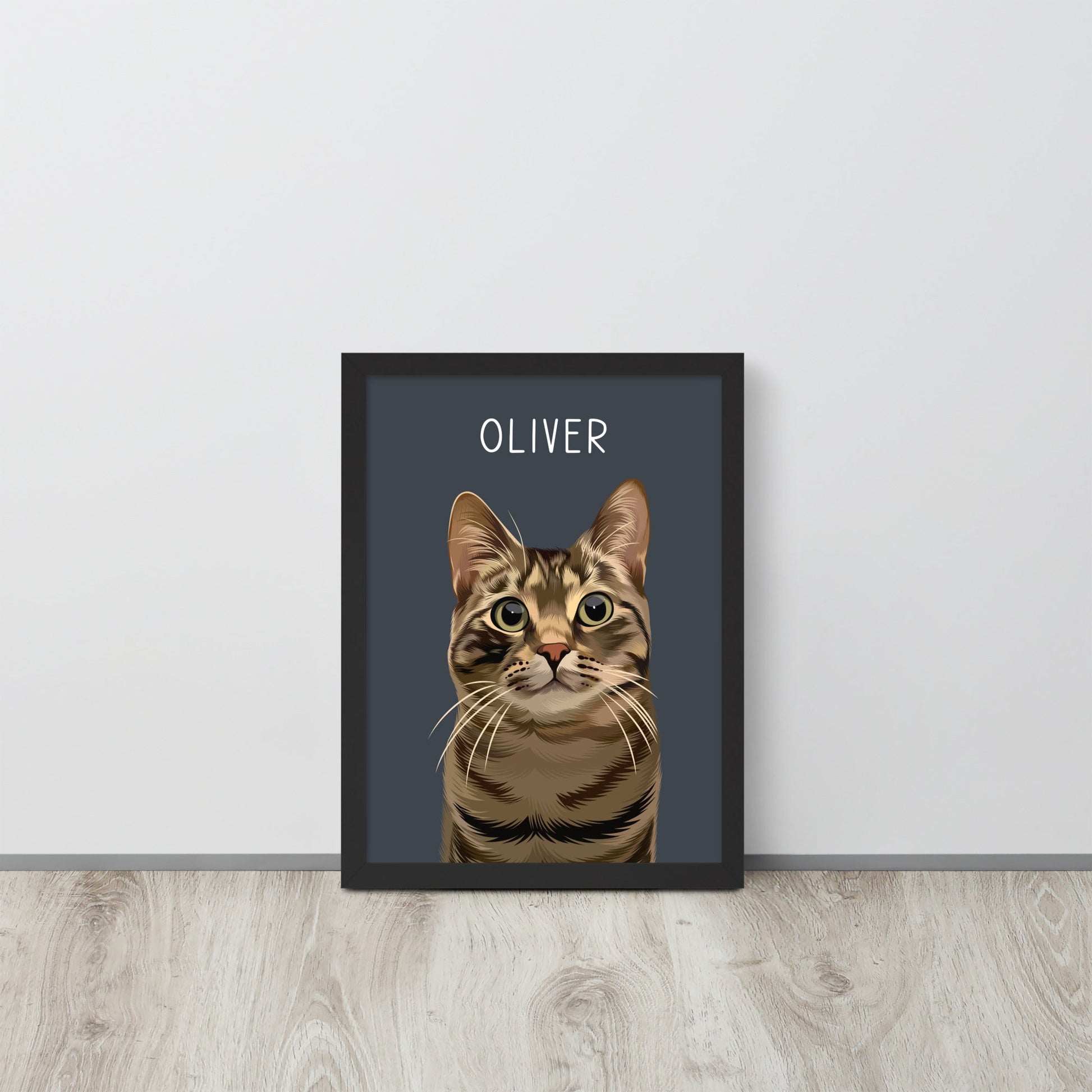 Custom Pet Portrait - Pet Photo + Name - Luna & CoBlack18″×24″Modern