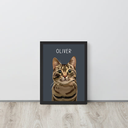Custom Pet Portrait - Pet Photo + Name - Luna & CoBlack18″×24″Modern