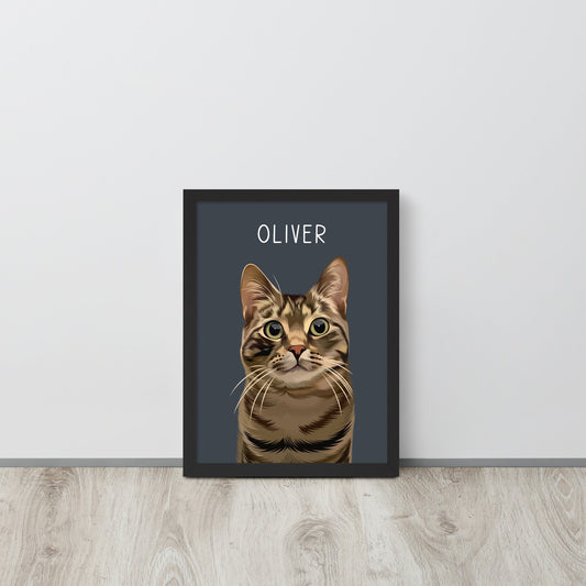 Custom Pet Portrait - Pet Photo + Name - Luna & CoBlack18″×24″Modern