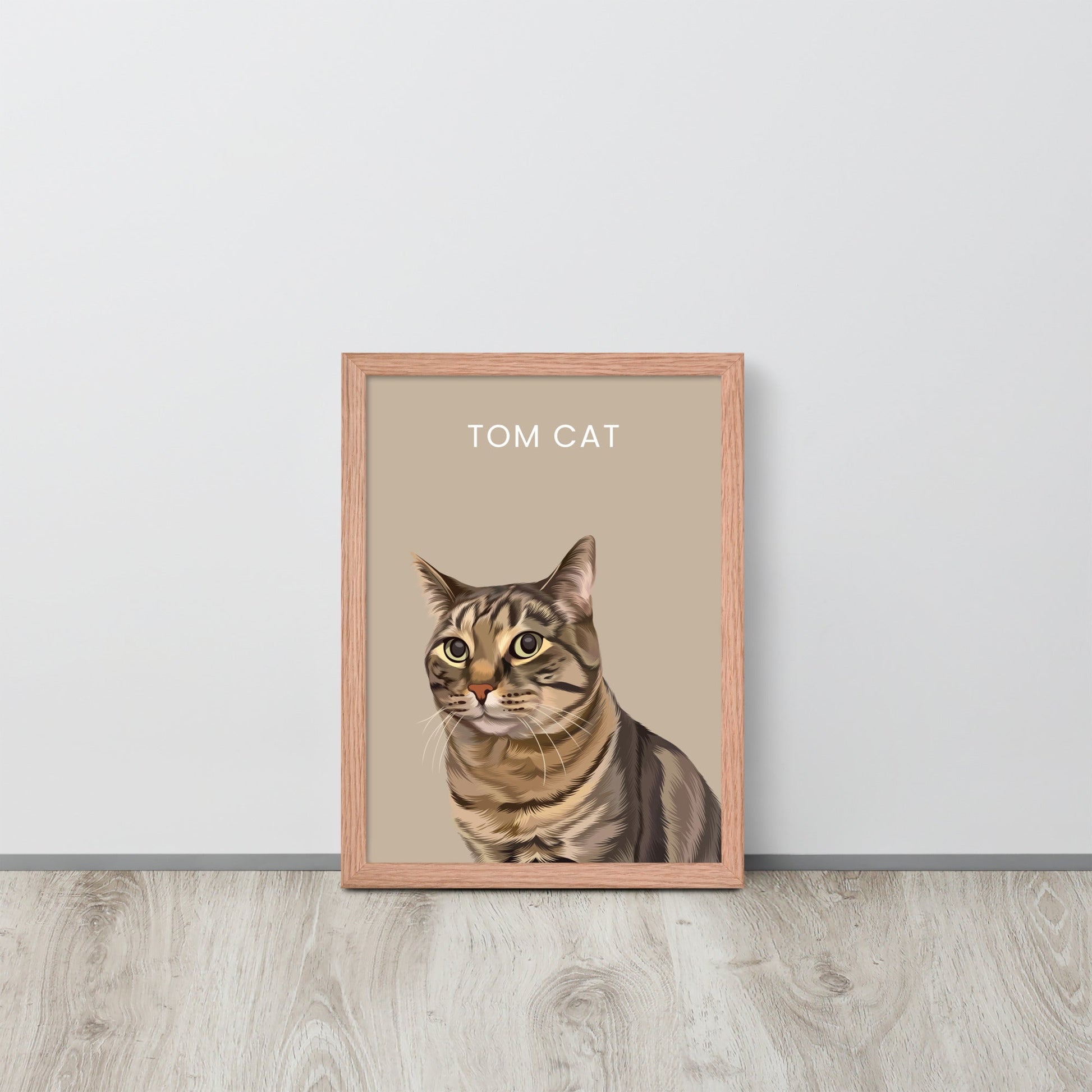 Custom Pet Portrait - Pet Photo + Name - Luna & CoRed Oak12″×16″Modern