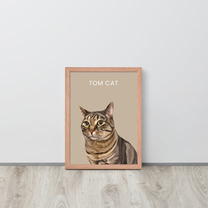 Custom Pet Portrait - Pet Photo + Name - Luna & CoRed Oak12″×16″Modern