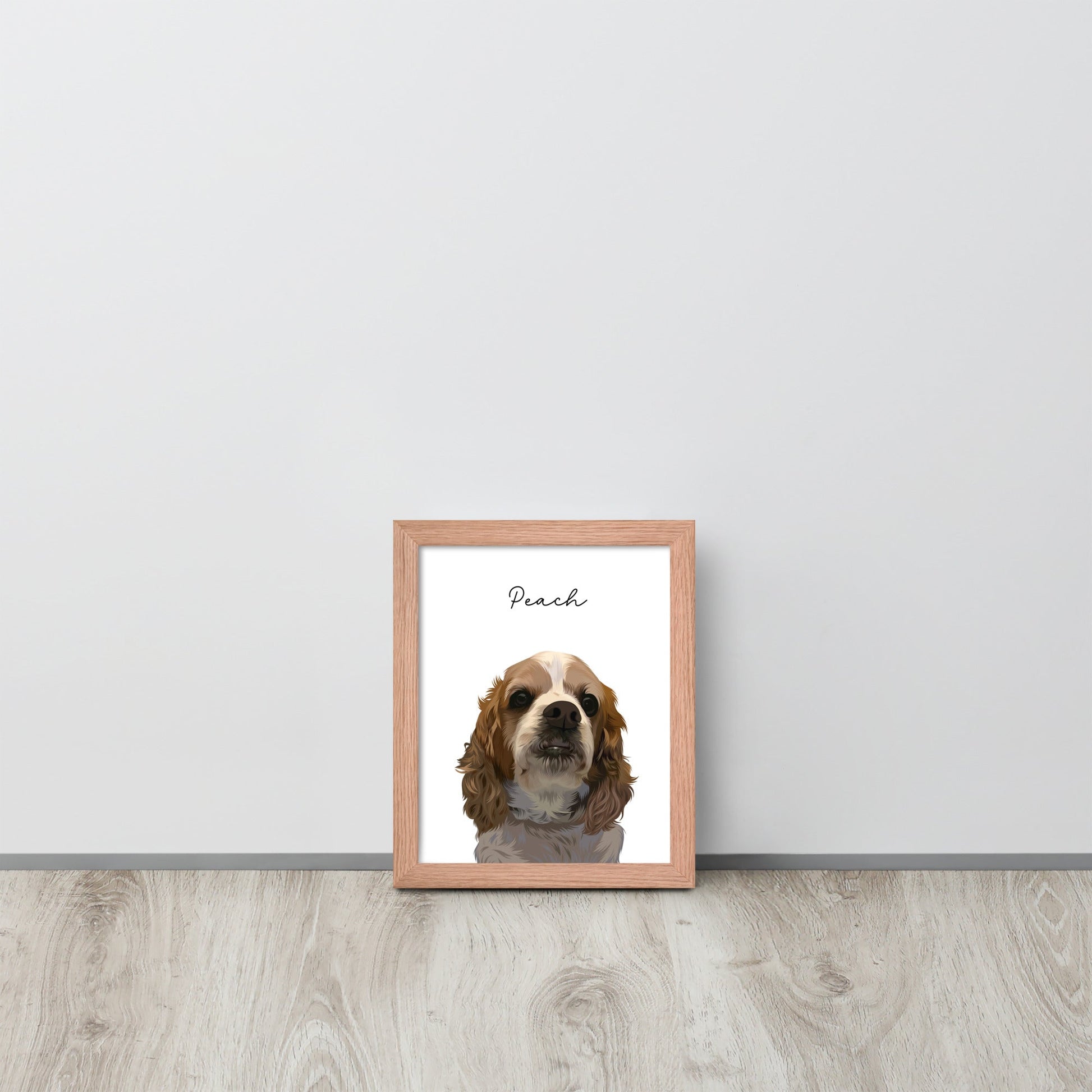 Custom Pet Portrait - Pet Photo + Name - Luna & CoRed Oak8″×10″Modern