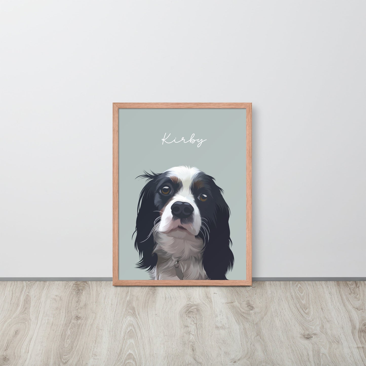 Custom Pet Portrait - Pet Photo + Name - Luna & CoRed Oak18″×24″Modern