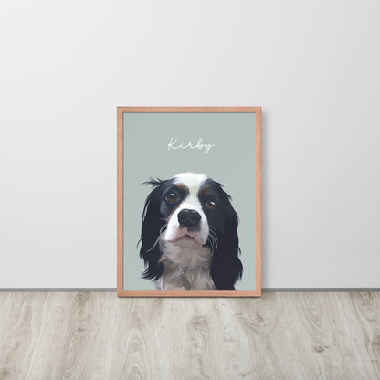 Custom Pet Portrait - Pet Photo + Name - Luna & CoRed Oak18″×24″Modern