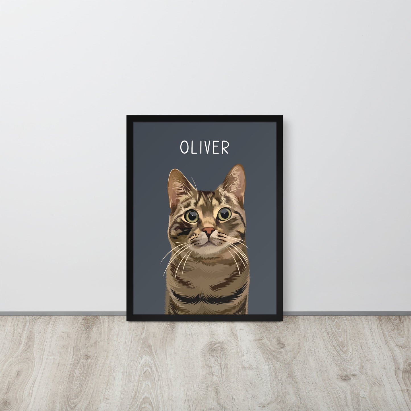 Custom Pet Portrait - Pet Photo + Name - Luna & CoBlack12″×16″Modern