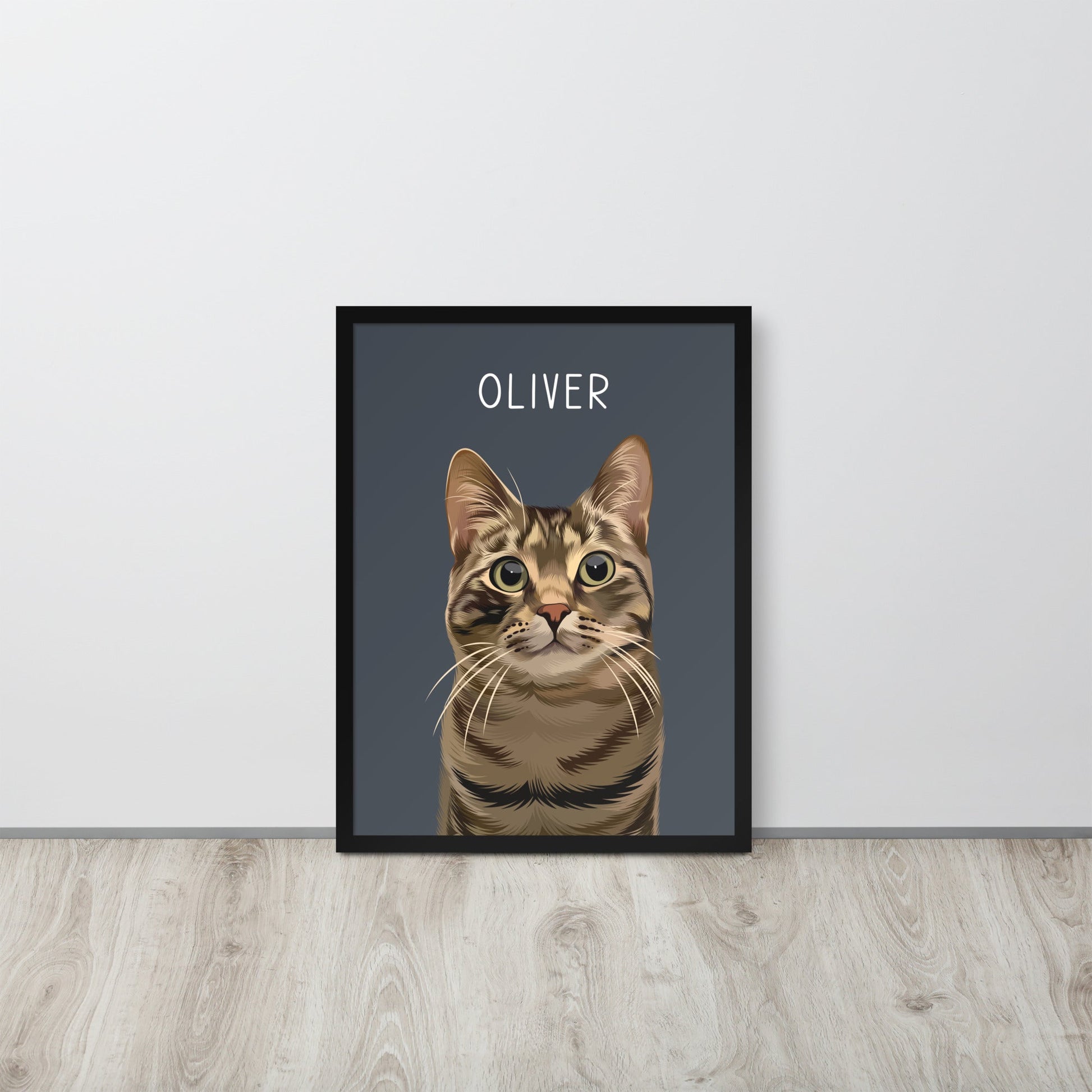 Custom Pet Portrait - Pet Photo + Name - Luna & CoBlack12″×16″Modern