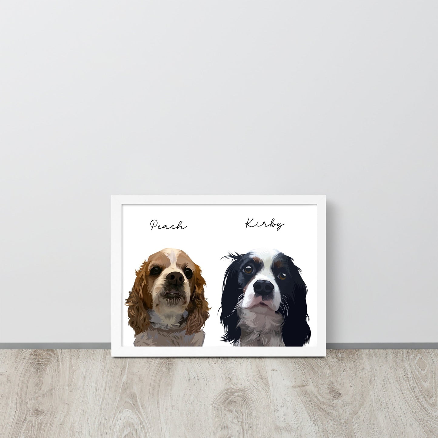 Two Pet - Custom Pet Portrait - Pet Photo + Name - Luna & CoWhite12″×16″