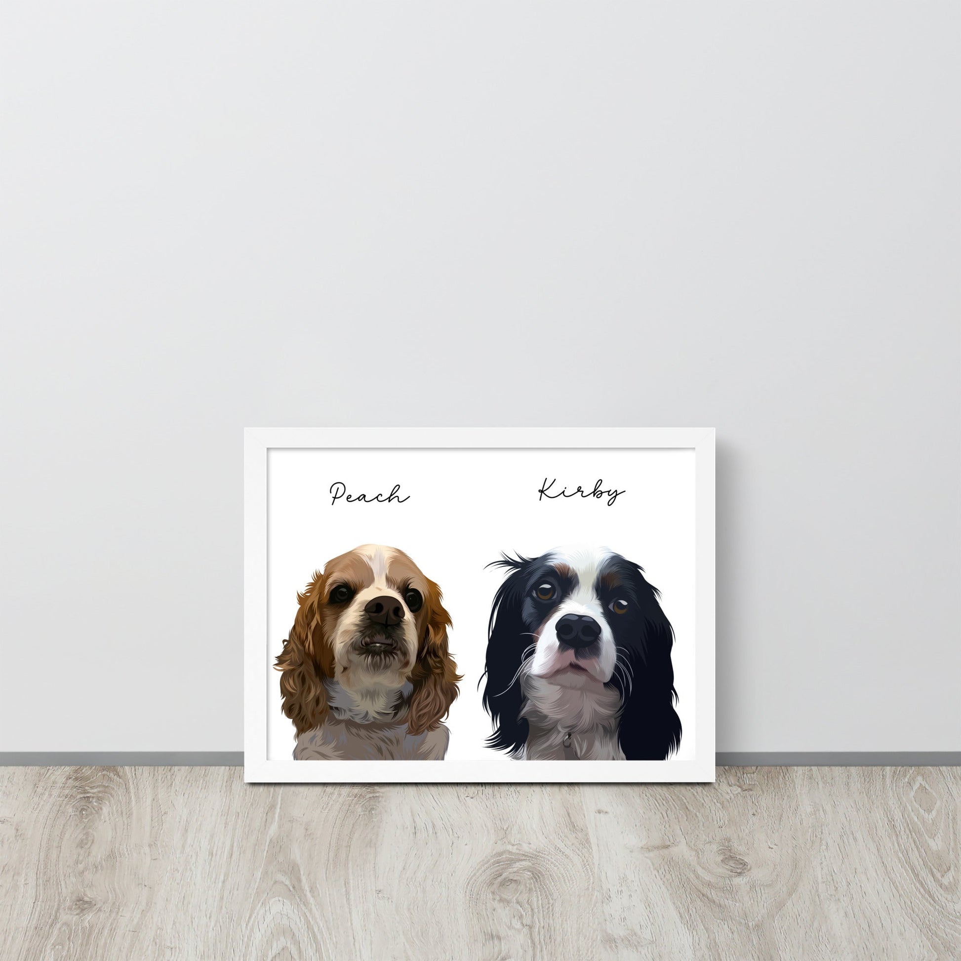Two Pet - Custom Pet Portrait - Pet Photo + Name - Luna & CoWhite12″×16″