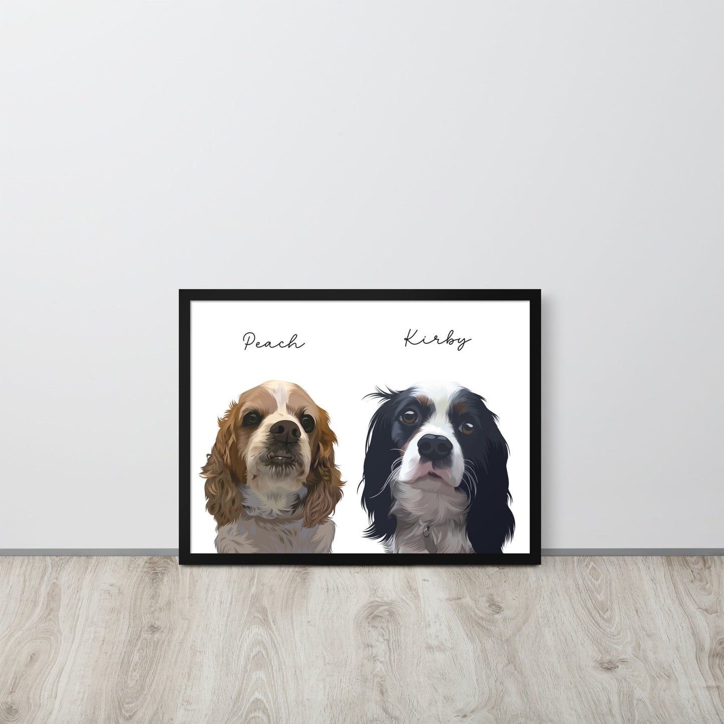 Two Pet - Custom Pet Portrait - Pet Photo + Name - Luna & CoBlack18″×24″