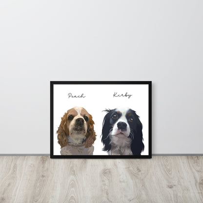 Two Pet - Custom Pet Portrait - Pet Photo + Name - Luna & CoBlack18″×24″