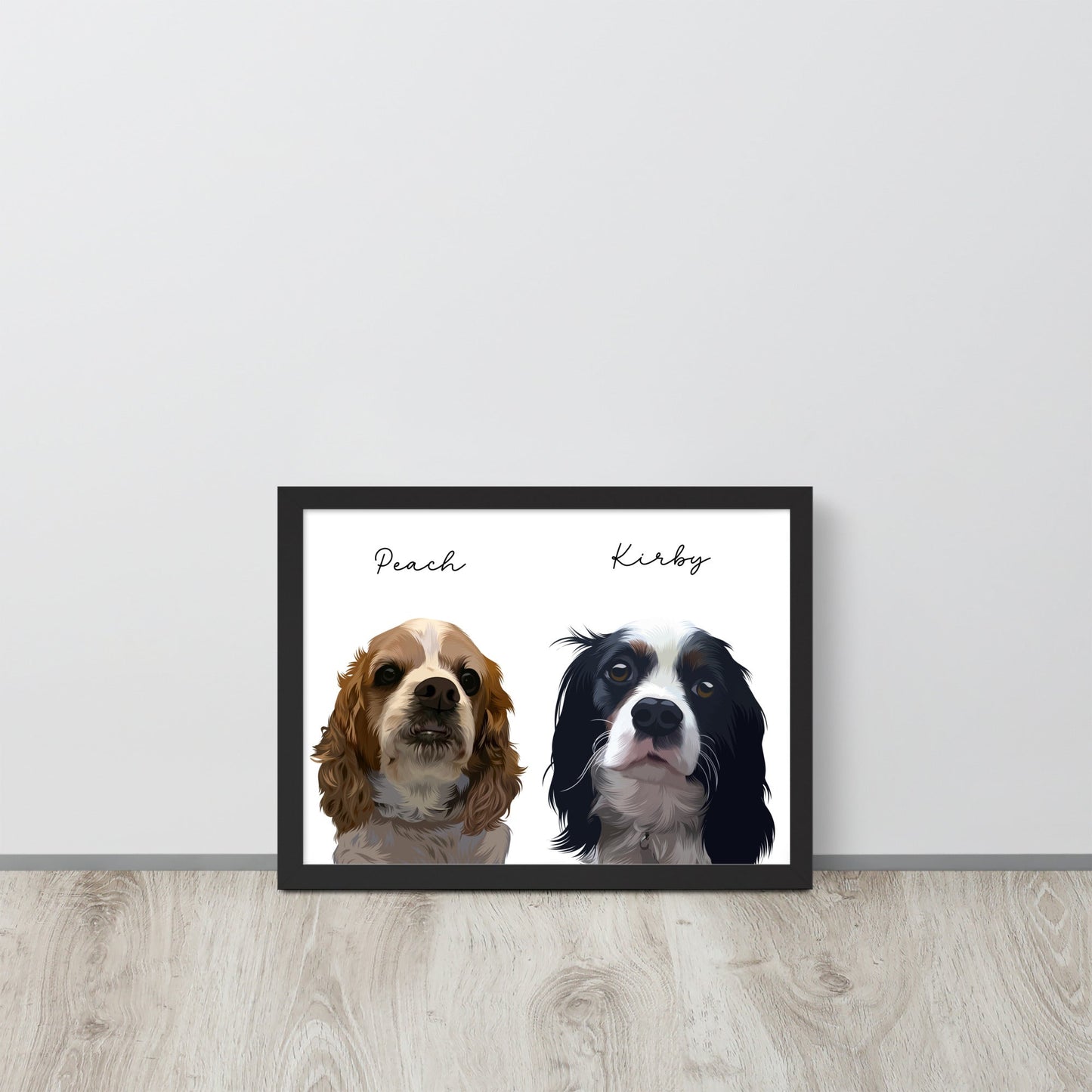 Two Pet - Custom Pet Portrait - Pet Photo + Name - Luna & CoBlack12″×16″
