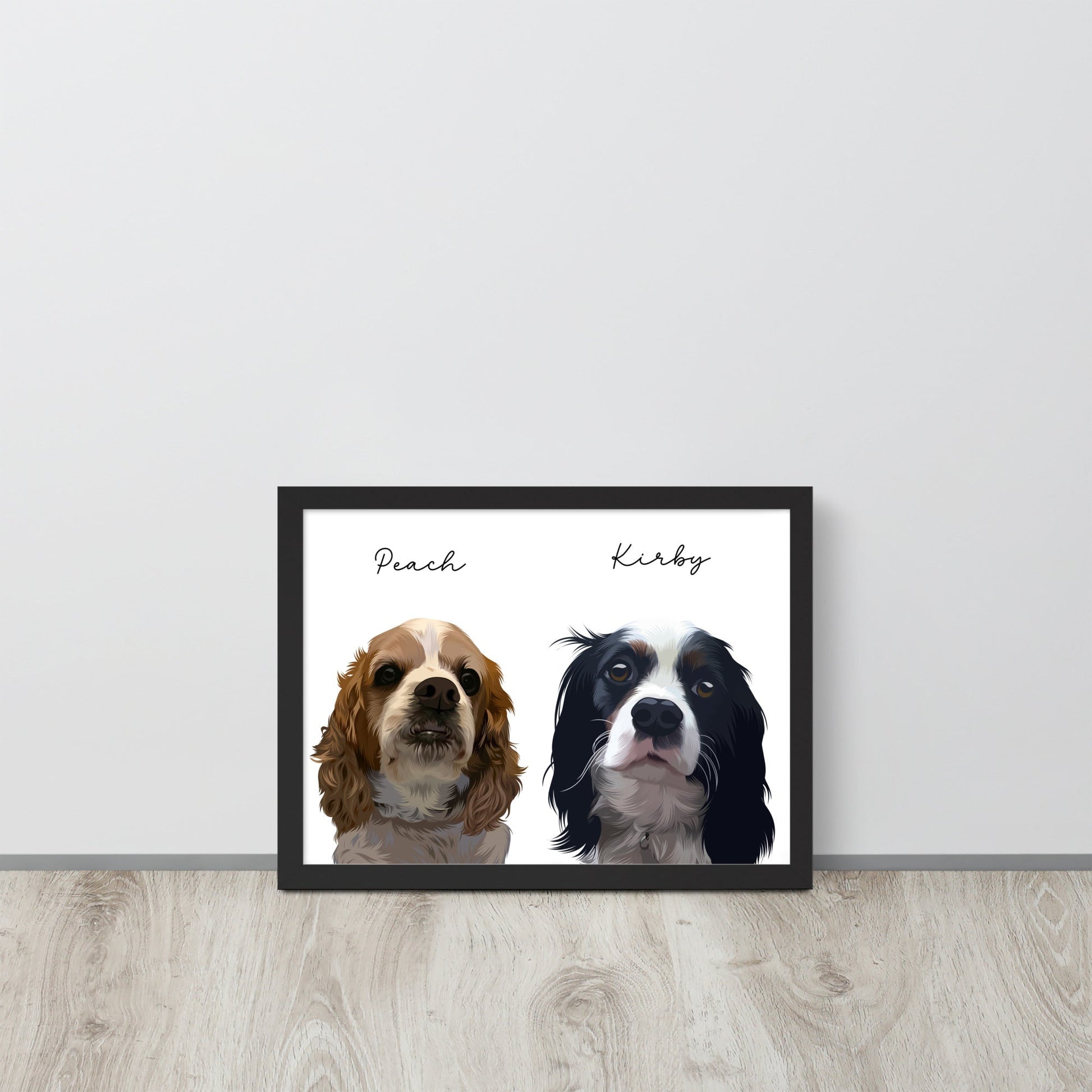 Two Pet - Custom Pet Portrait - Pet Photo + Name - Luna & CoBlack12″×16″