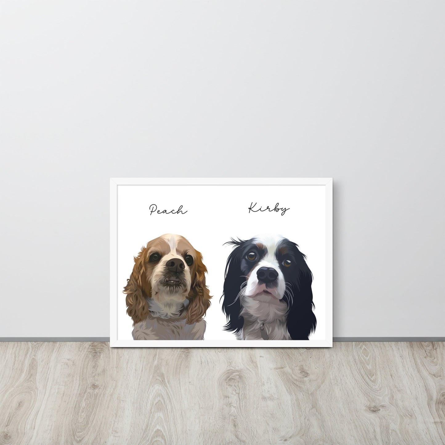 Two Pet - Custom Pet Portrait - Pet Photo + Name - Luna & CoWhite18″×24″